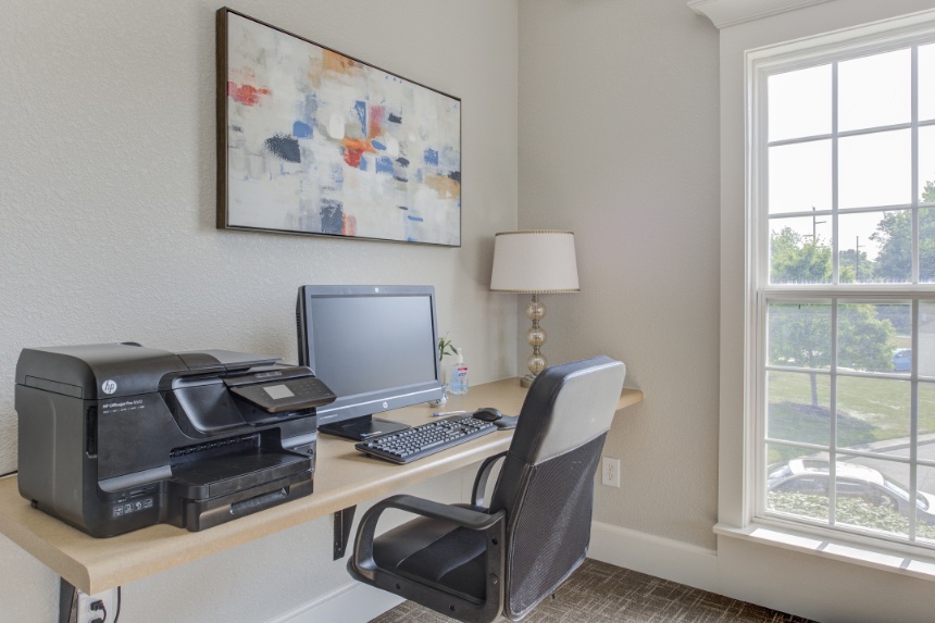 Home office in a Zionsville apartment.